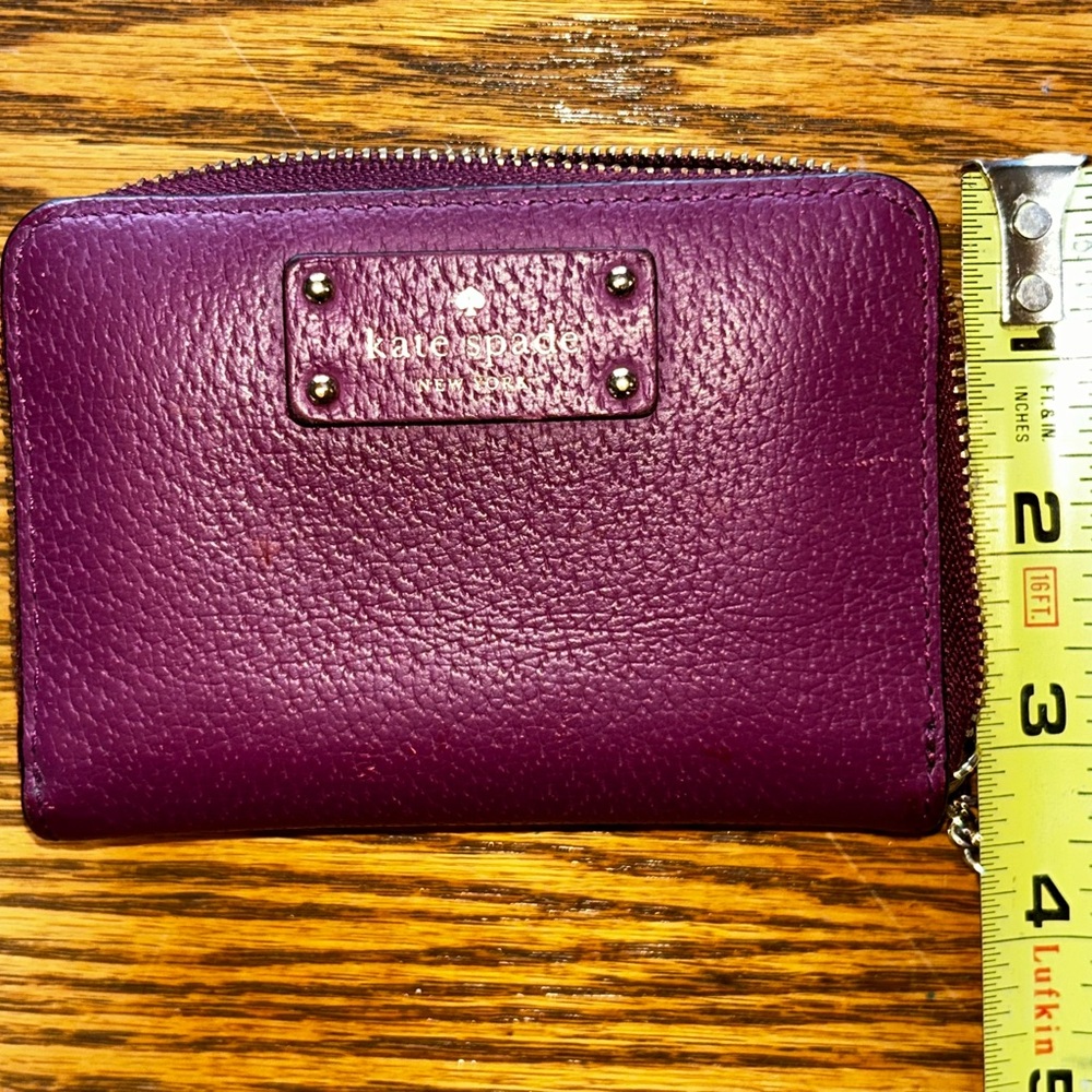 Kate Spade Purple Oxblood Maroon Pebbled Leather Zippered Wallet - Picture 7 of 7